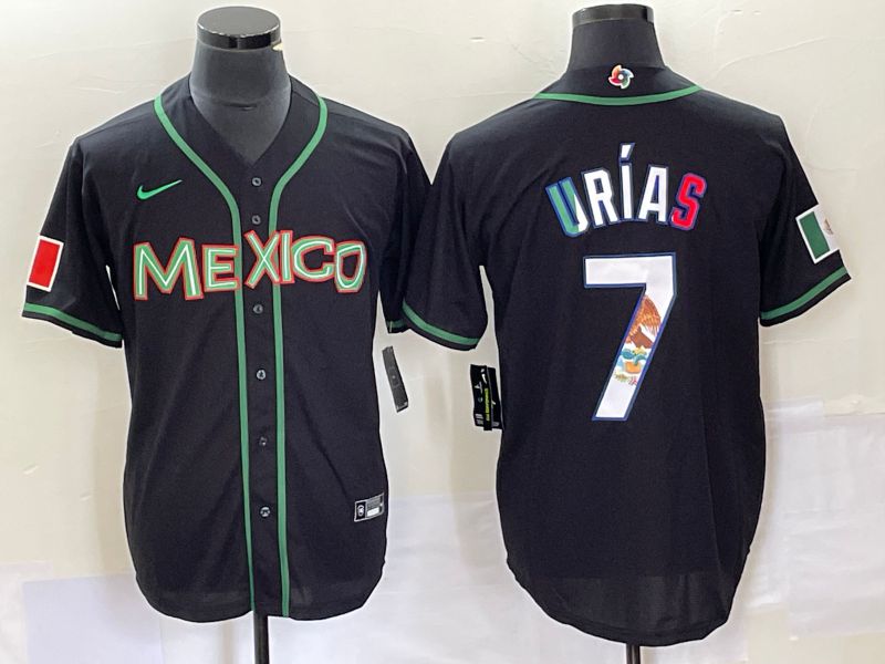 Men 2023 World Cub Mexico 7 Urias Black white Nike MLB Jersey12